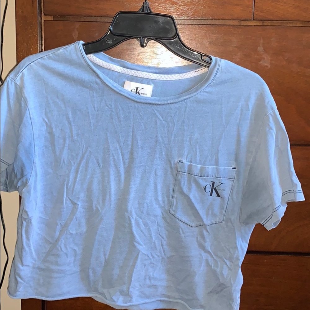 blue calvin klein crop top
